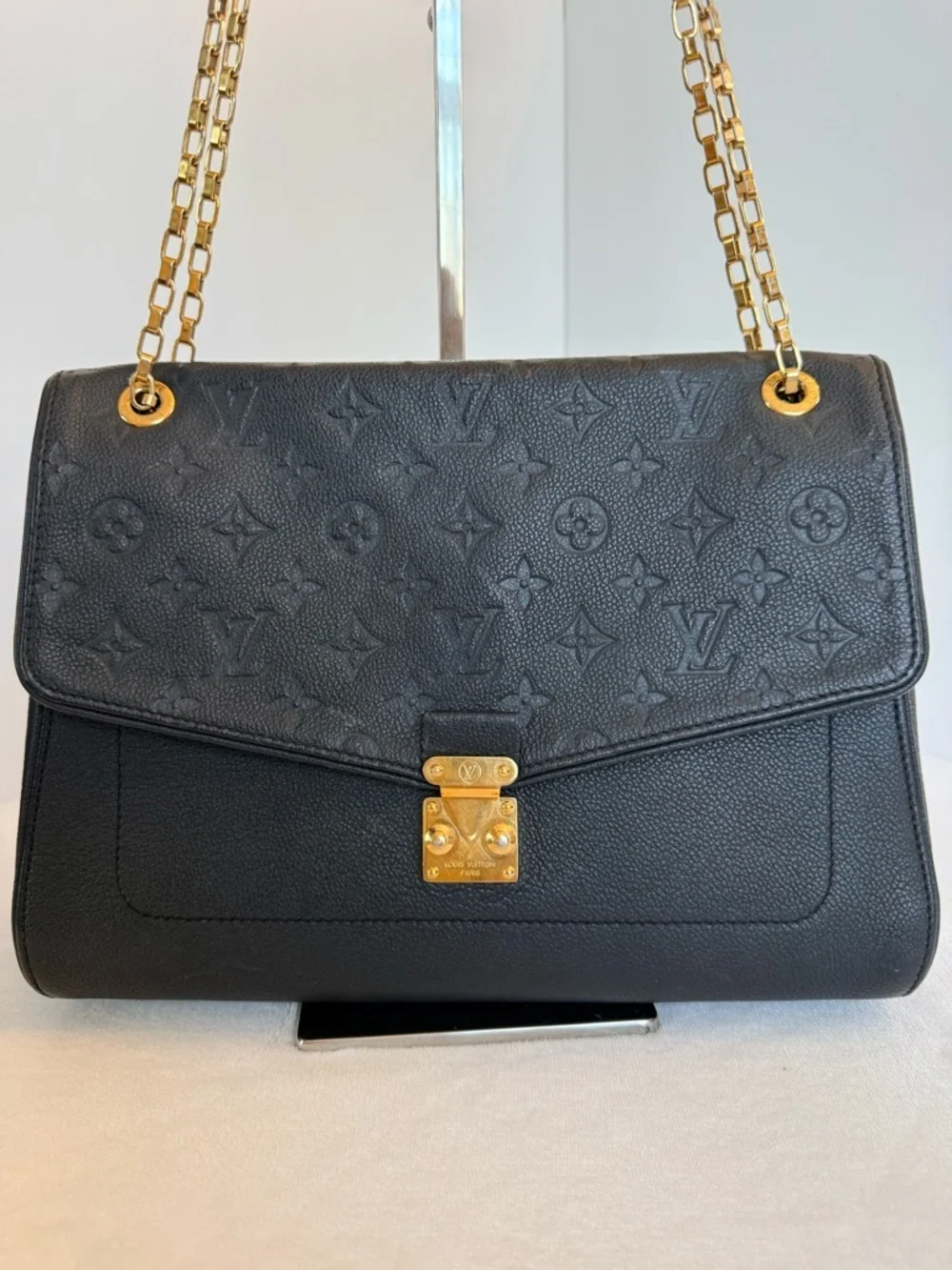 Louis Vuitton St Germain MM Black Monogram Empreinte Leather Shoulder Bag